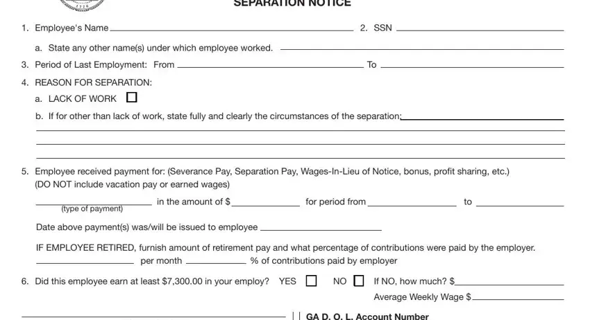 stage 1 to filling out georgia separation notice