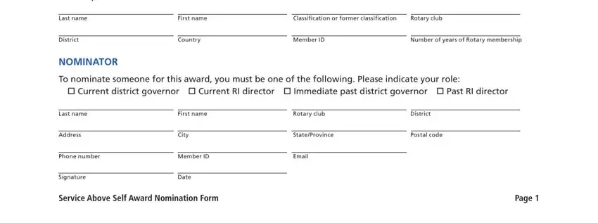 Filling out women of excellence award sample nomination form stage 2