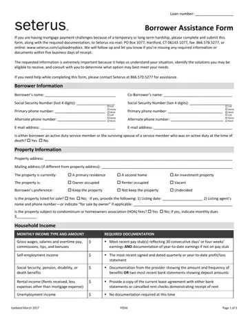 Seterus Borrower Assistance Form Preview