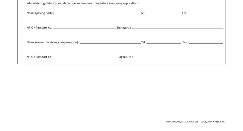 Filling in settlement form auto stage 2