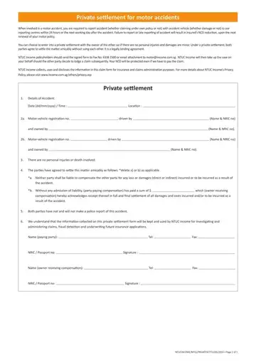 Settlement Form Motor Accident Preview