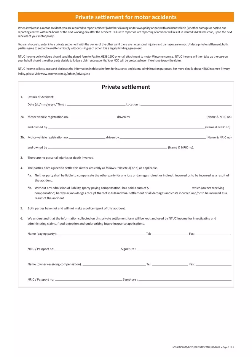 Settlement Form Motor Accident Fill Out Printable PDF Forms Online