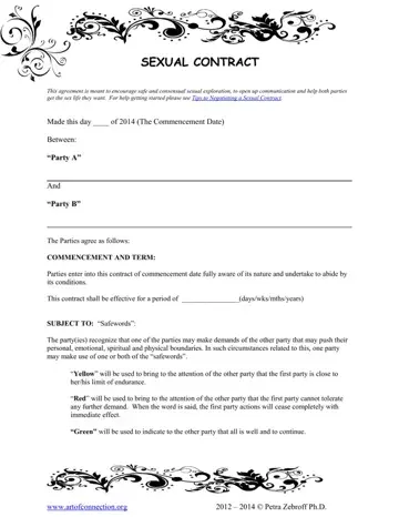Sex Contract Template Form Preview