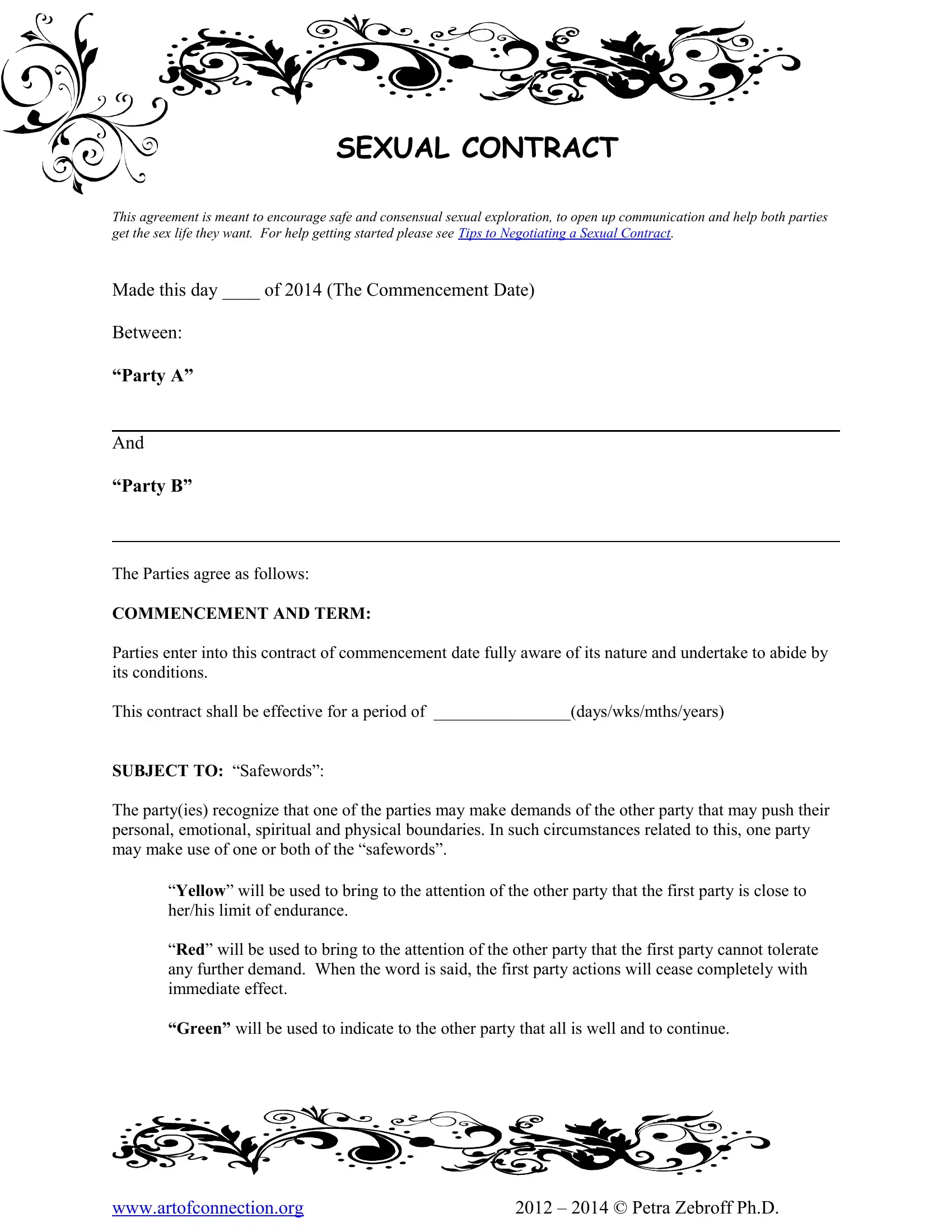 Sex Contract Template Form ≡ Fill Out Printable Pdf Forms Online 4307