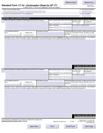 Sf 171 Fillable Form Preview