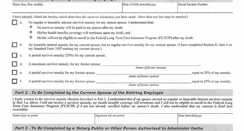 part 1 to filling in sf 3107 2 spouse's consent to survivor