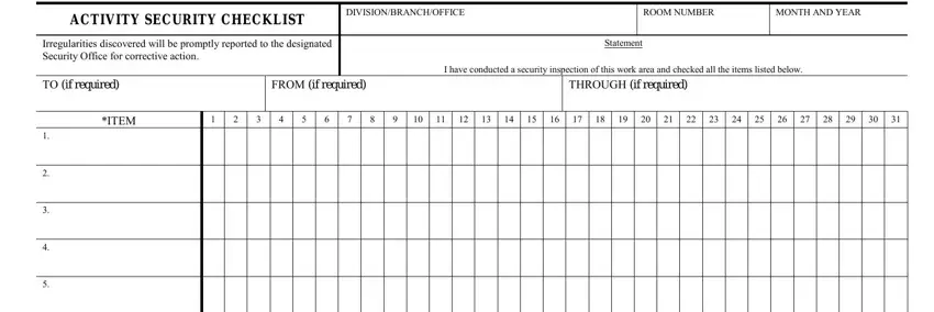 Fillable Standard Form 701 Activity Security Checklist - Printable ...