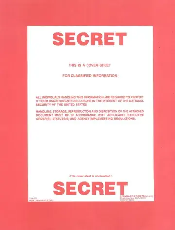 Sf 704 Secret Cover Sheet Form Preview
