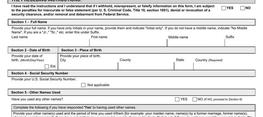 Filling out standars form 86 stage 3
