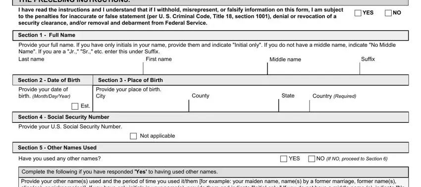 Filling out sf86 stage 3