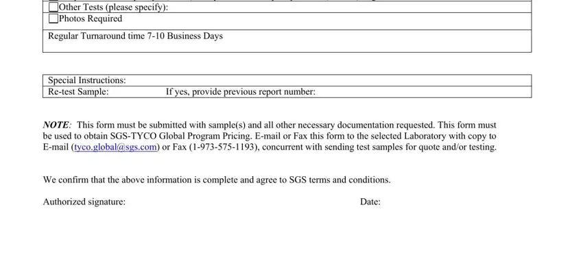 Filling in sgs inspection booking form stage 2