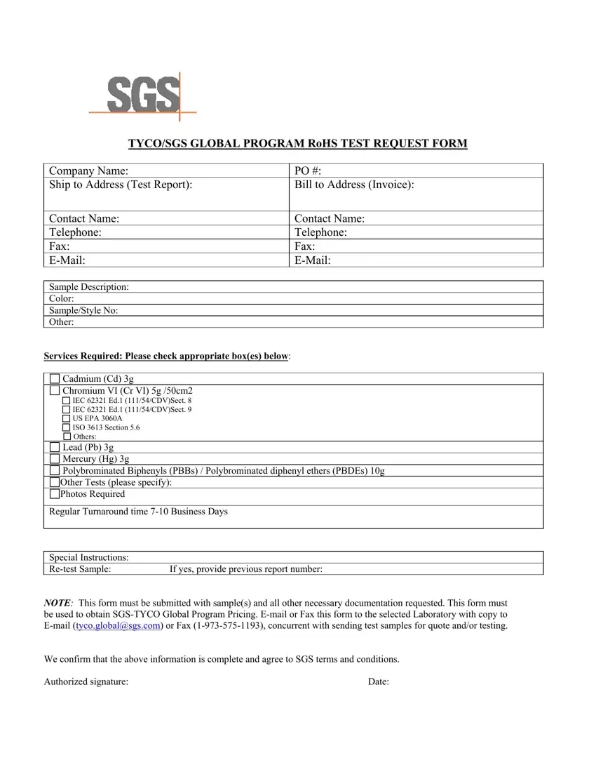 Sgs Form first page preview