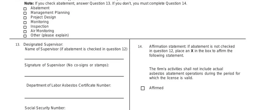 Completing application asbestos license step 5