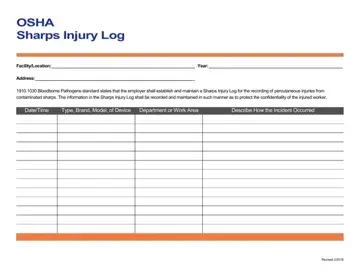 Sharps Injury Log Form Preview