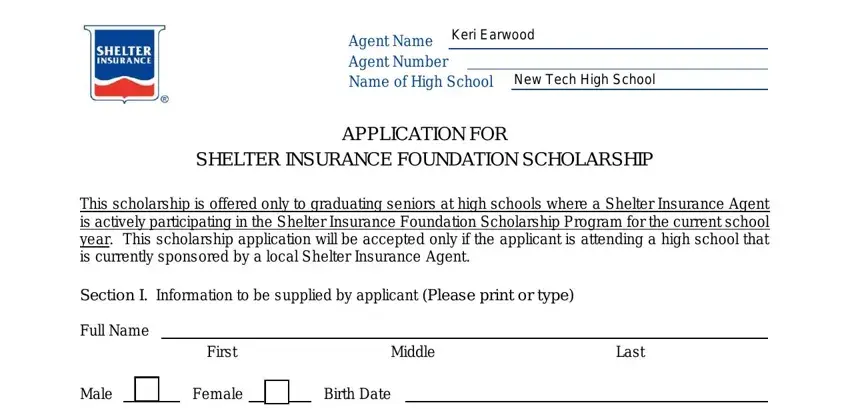 completing shelter insurance scholarship application meleah claxton stage 1