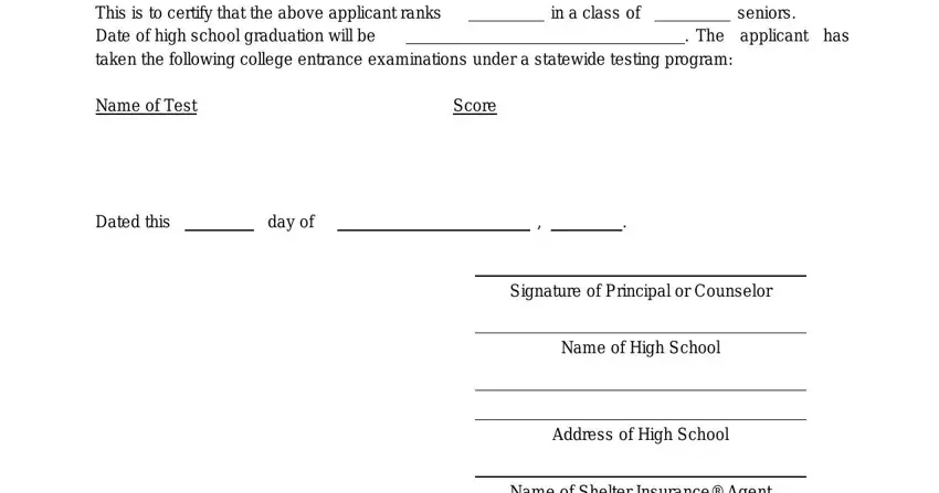 part 5 to entering details in shelter insurance scholarship application