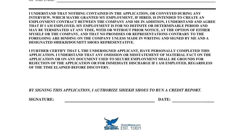 Filling in shiekh shoes application stage 4