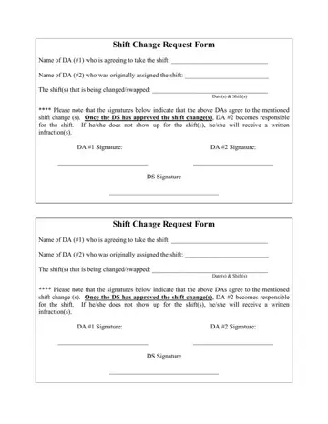 Shift Change Request Form Preview