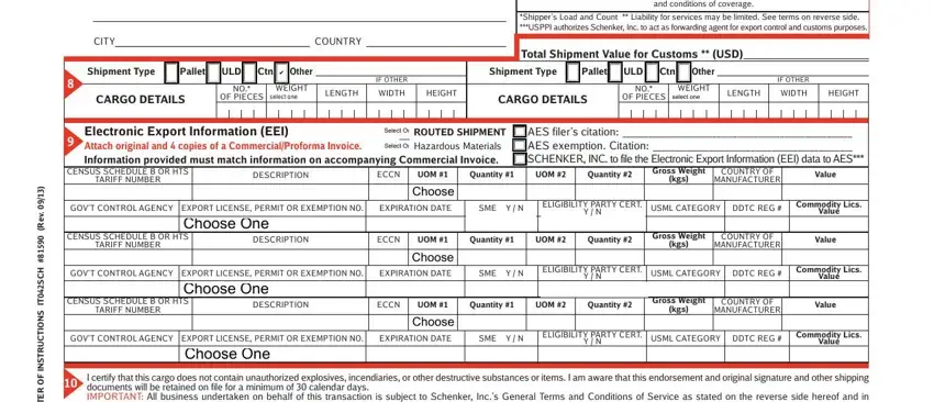 Filling out shipper s template step 2