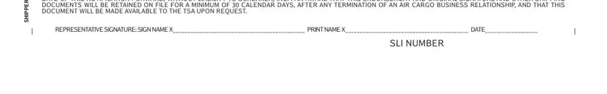 Entering details in shipper s template step 3