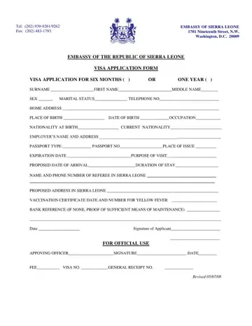 Sierra Leone Visa Form Preview