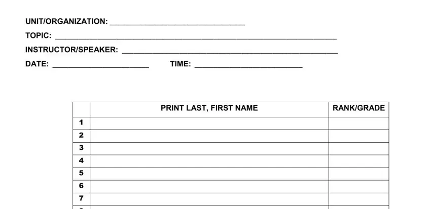 stage 1 to completing army sign in sheet