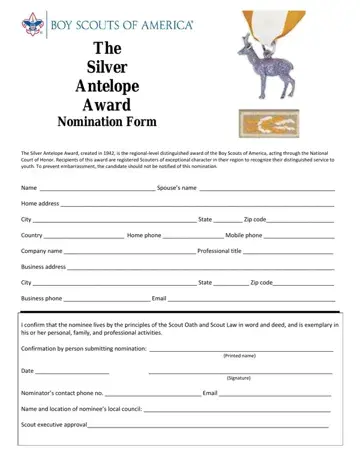 Silver Antelope Award Form Preview