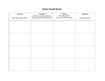 Simple Thought Record Sheet Form Preview