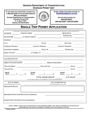 Single Trip Permit Application Preview