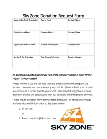 Skyzone Donation Request Preview