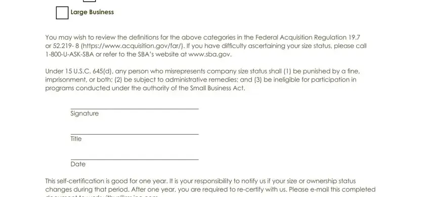 Filling out self certify small business part 2