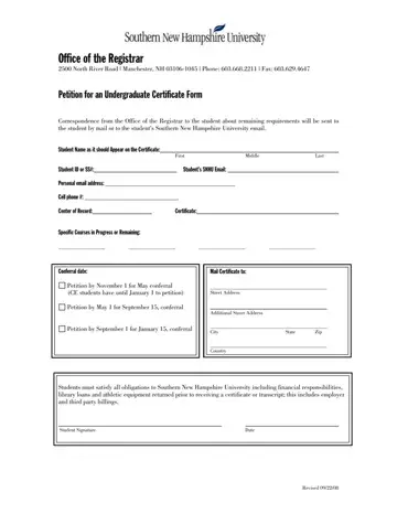 Snhu Registrar Form Preview