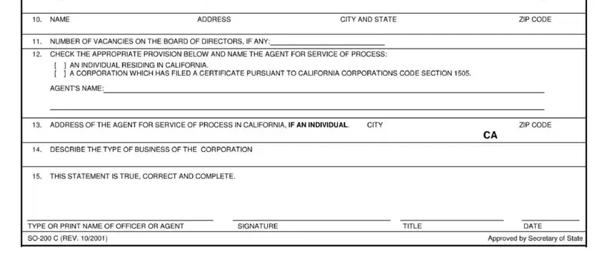 Filling in domestic stock corporation form part 2