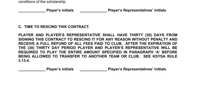 Entering details in football contract template part 4