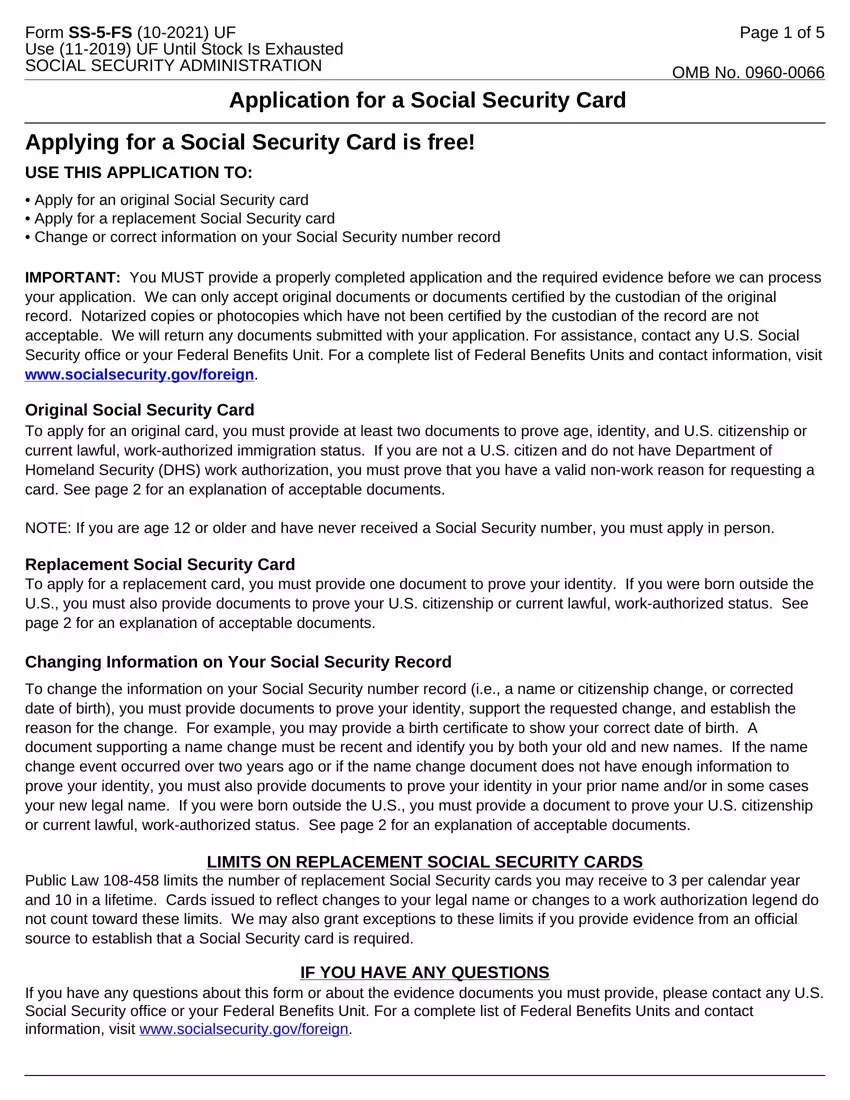 Social Security Application first page preview