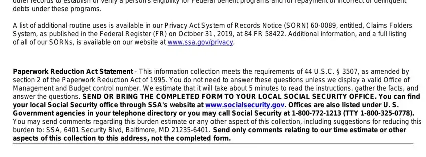 Entering details in ssa form 521 step 5