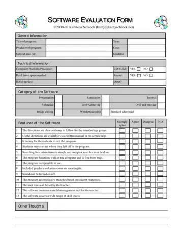 Software Evaluation Form Preview