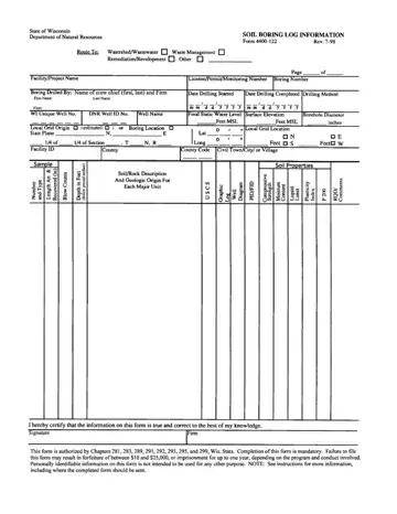 Soil Boring Log Template Form Preview