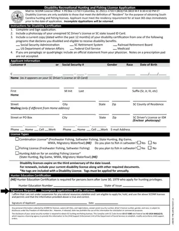 South Carolina Hunting And Fishing License Form Preview