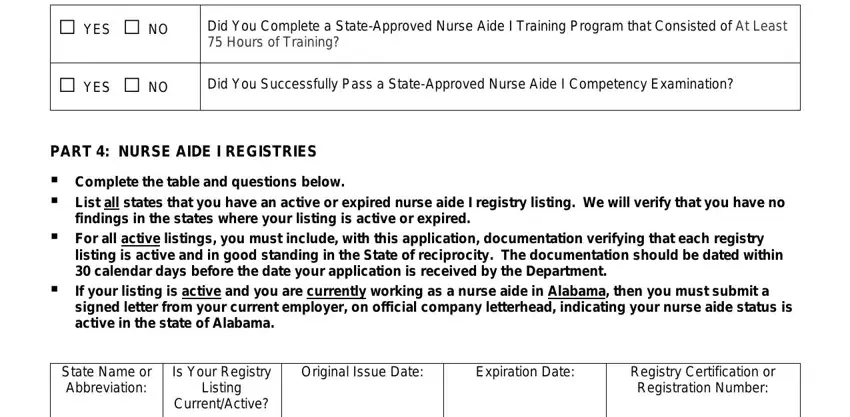 Entering details in cna renewal sc part 3