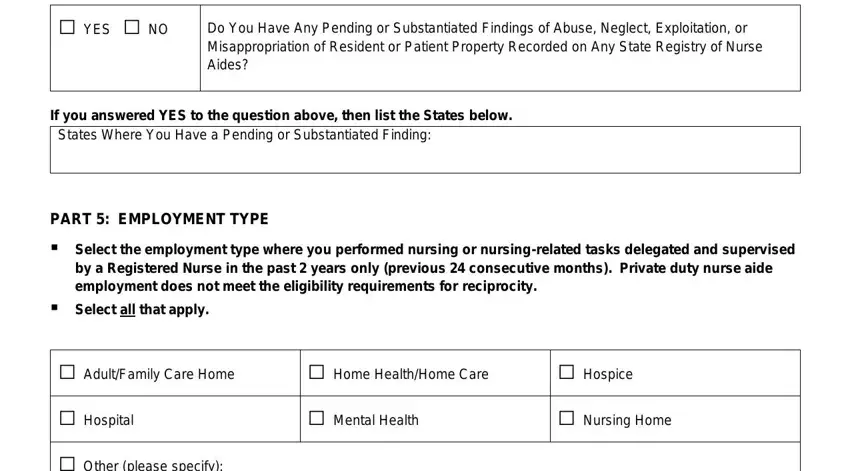 Filling out cna renewal sc part 5