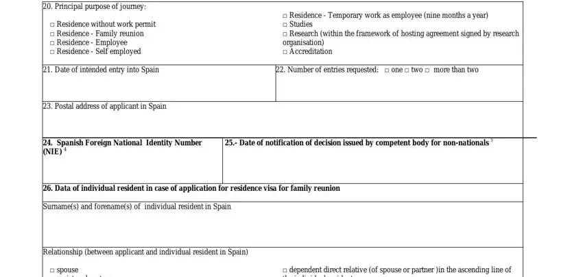 stage 3 to completing spanish national visa application form