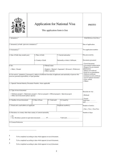 Spain National Visa Application Preview