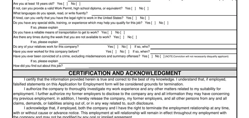 stage 2 to completing employment application spanish english