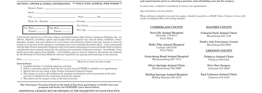 portion of blanks in snap spay and neuter