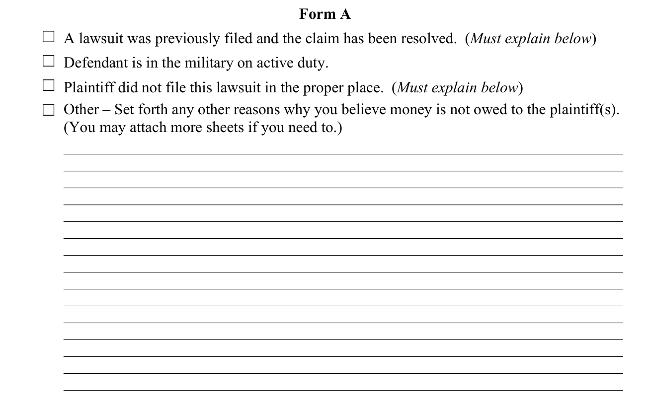 CN 10542 example filled out, why money is not owed to the plaintiff(s)