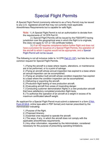 Special Flight Permits Form Preview
