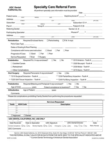 Specialty Care Referral Form Preview