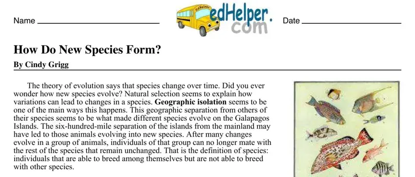 completing how do speciesform by cindy grgg work sheet step 1