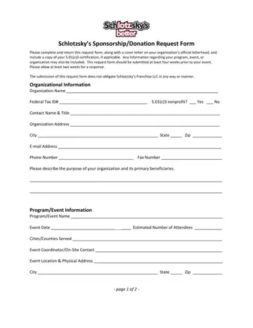 Sponsorship Donation Form Preview